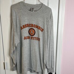 Abercrombie & Fitch Heather Gray Long Sleeve Tee with Orange Logo